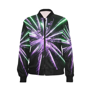 Fireworks Star Purple All Over Print Bomber Jacket for Women (Model H36)