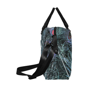 Peacock Feathers Blue Large Capacity Duffle Bag (Model 1715)