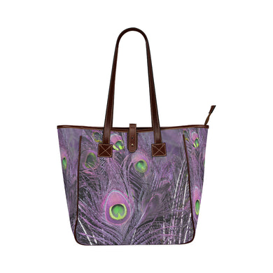 Peacock Feathers Purple Classic Tote Bag (Model 1644)