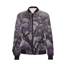 Load image into Gallery viewer, Spooky Tree Purple All Over Print Bomber Jacket for Women (Model H36)