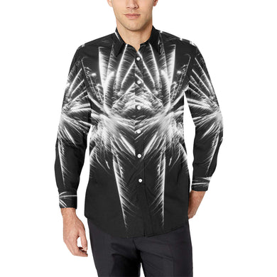 Fireworks Star Black and White Men's All Over Print Casual Dress Shirt (Model T61)