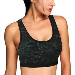 Abstract Circles Glowing Women's All Over Print Sports Bra (Model T52)