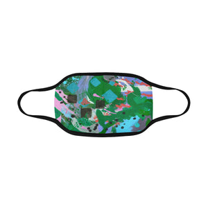 Abstract Squares Blue Mouth Mask in One Piece (2 Filters Included) (Model M02)
