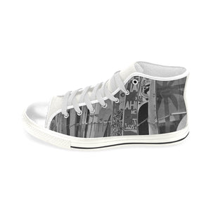 Surfboards Black and White Men’s Classic High Top Canvas Shoes (Model 017)