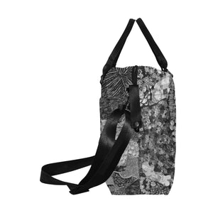 Fun and Fancy Paisley Black and White Large Capacity Duffle Bag (Model 1715)