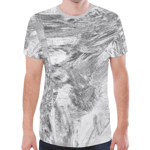 Abstract Brush Black and White New All Over Print T-shirt for Men (Model T45)