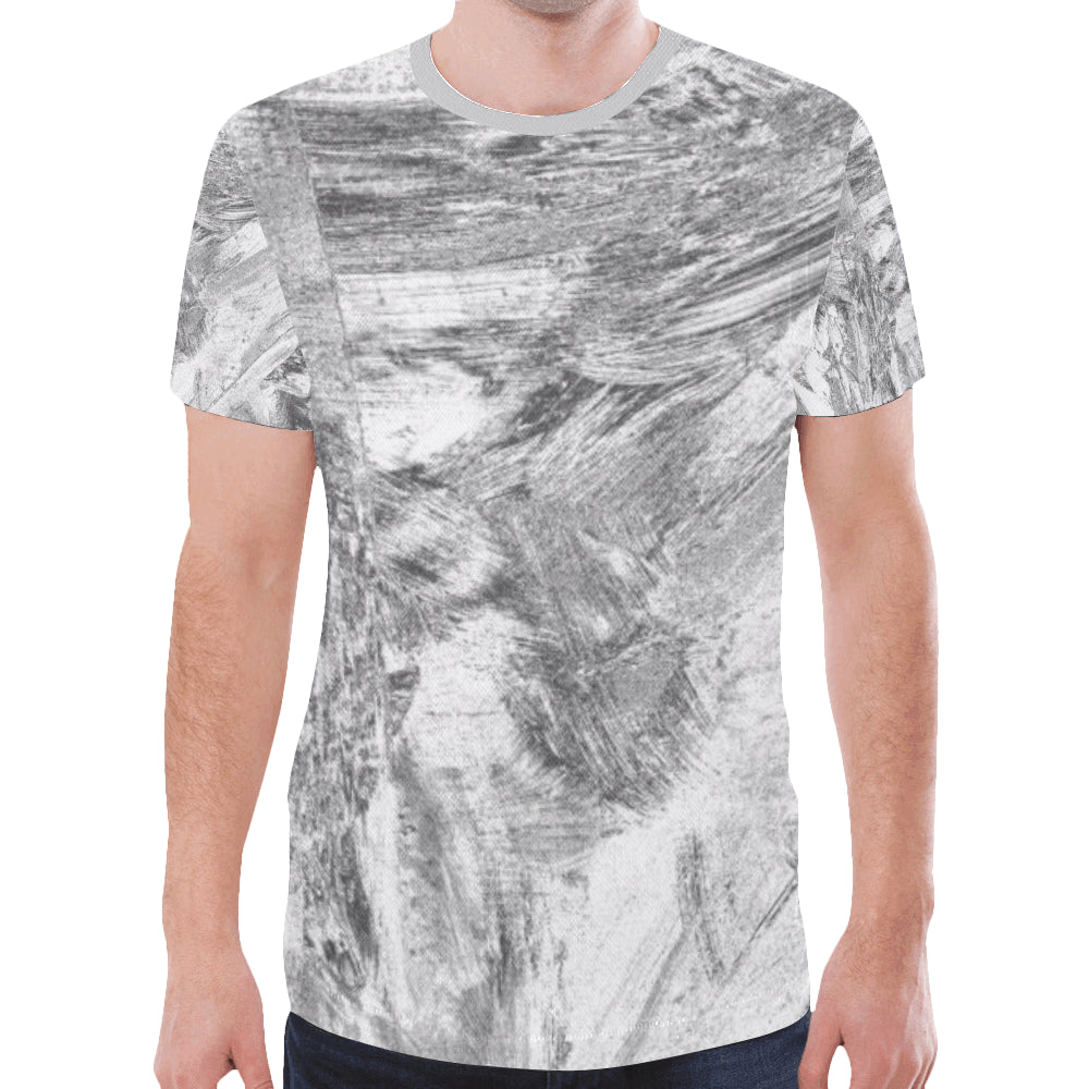 Abstract Brush Black and White New All Over Print T-shirt for Men (Model T45)