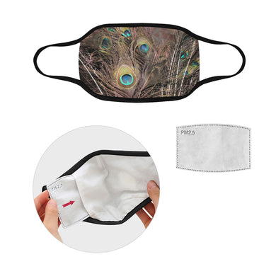 Peacock Feathers Mouth Mask in One Piece (2 Filters Included) (Model M02)