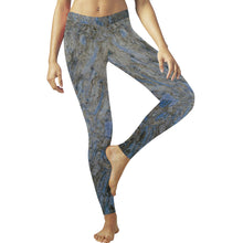 Load image into Gallery viewer, Marbled Abstract Blue Low Rise Leggings (Invisible Stitch) (Model L05)
