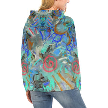 Load image into Gallery viewer, Graffiti Abstract Aqua All Over Print Hoodie for Women (USA Size) (Model H13)
