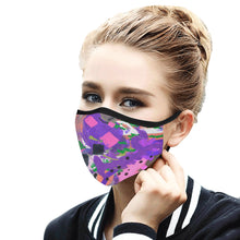 Load image into Gallery viewer, Abstract Squares Purple Mouth Mask in One Piece (2 Filters Included) (Model M02)