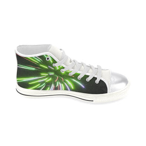 Fireworks Burst Green Women's Classic High Top Canvas Shoes (Model 017)
