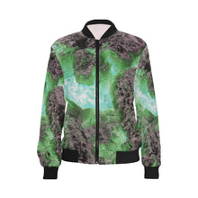 Load image into Gallery viewer, Molten Flames Green All Over Print Bomber Jacket for Women (Model H36)