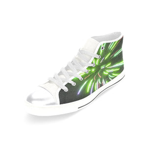 Fireworks Burst Green Women's Classic High Top Canvas Shoes (Model 017)