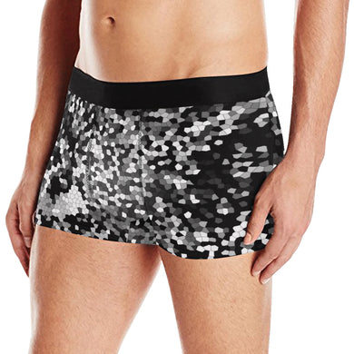 Holiday Paisley Black and White Mosaic Men's Boxer Briefs with Merged Design (Model  L10)