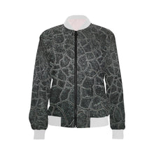 Load image into Gallery viewer, Crackle Black All Over Print Bomber Jacket for Women (Model H36)