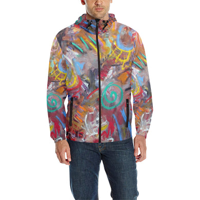 Graffiti Abstract All Over Print Quilted Windbreaker for Men (Model H35)