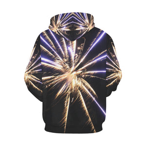 Fireworks Star Yellow All Over Print Hoodie for Women (USA Size) (Model H13)