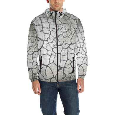 Crackle All Over Print Quilted Windbreaker for Men (Model H35)