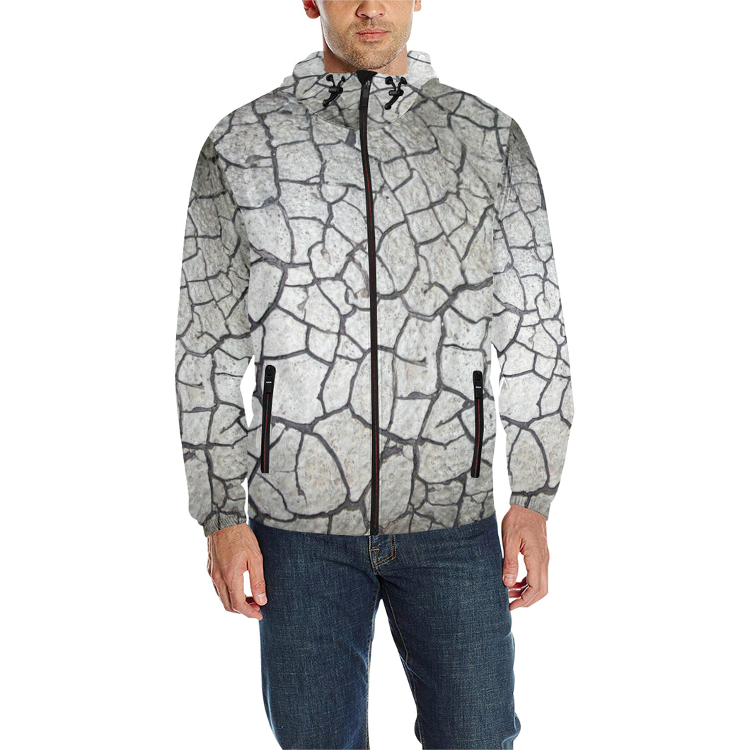 Crackle All Over Print Quilted Windbreaker for Men (Model H35)