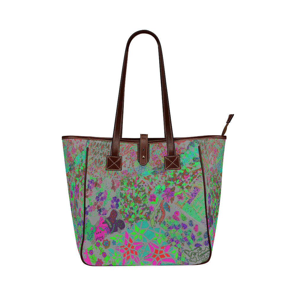 Holiday Paisley Aqua Classic Tote Bag (Model 1644)