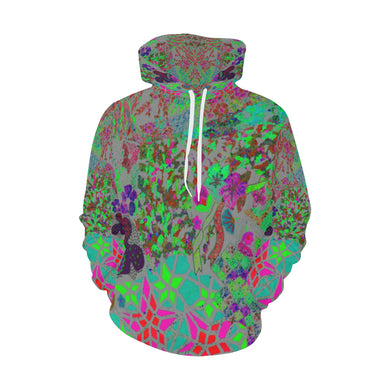 Holiday Paisley Aqua All Over Print Hoodie for Women (USA Size) (Model H13)