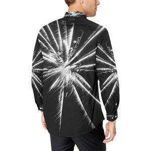 Fireworks Star Black and White Men's All Over Print Casual Dress Shirt (Model T61)