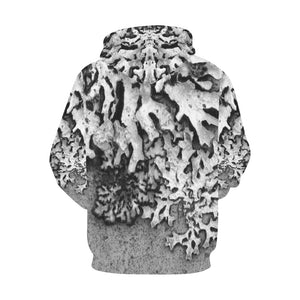 Moss Black and White All Over Print Hoodie for Men/Large Size (USA Size) (Model H13)