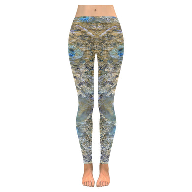Jellyfish Blooms Blue Low Rise Leggings (Invisible Stitch) (Model L05)