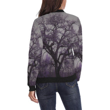 Load image into Gallery viewer, Spooky Tree Purple All Over Print Bomber Jacket for Women (Model H36)