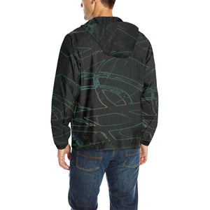 Abstract Circles Glowing All Over Print Quilted Windbreaker for Men (Model H35)