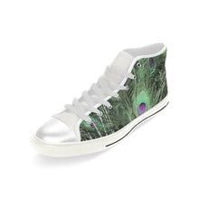 Load image into Gallery viewer, Peacock Feathers Green Men’s Classic High Top Canvas Shoes (Model 017)