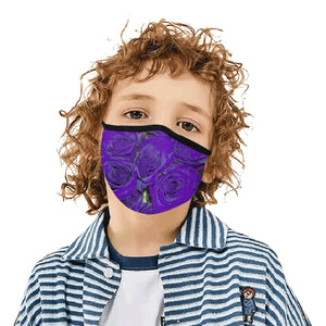 Rose Bouquet Flower Purple Mouth Mask in One Piece (2 Filters Included) (Model M02)