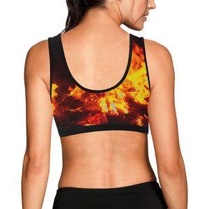 Feathery Flames Red Women's All Over Print Sports Bra (Model T52)