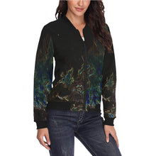 Load image into Gallery viewer, Feathery Flames Glowing All Over Print Bomber Jacket for Women (Model H36)