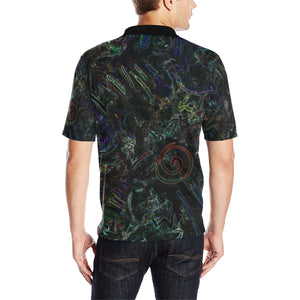 Graffiti Abstract Glowing Men's All Over Print Polo Shirt (Model T55)