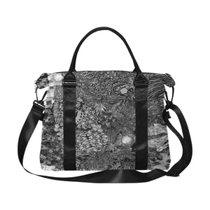 Fun and Fancy Paisley Black and White Large Capacity Duffle Bag (Model 1715)