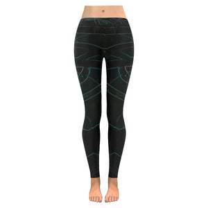 Abstract Circles Glowing Low Rise Leggings (Invisible Stitch) (Model L05)