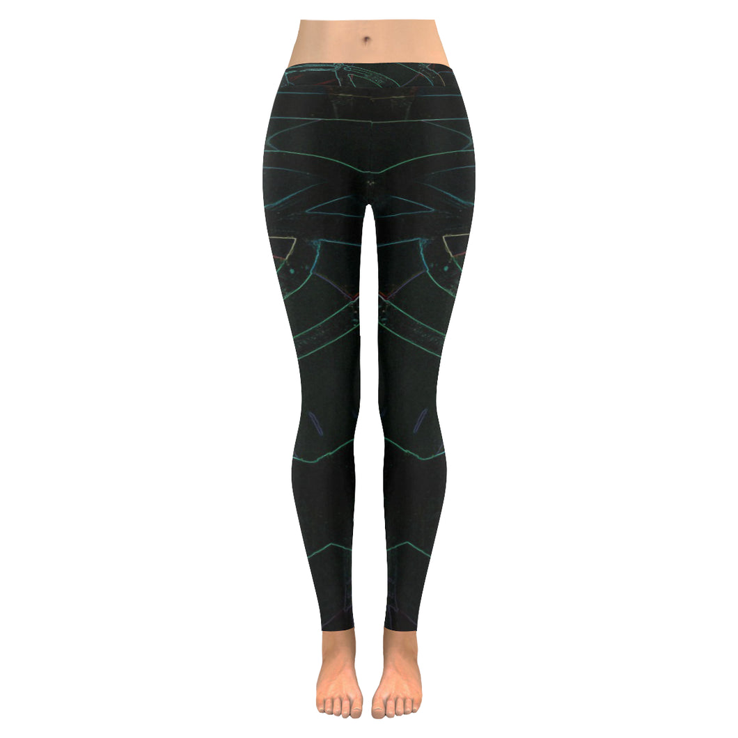 Abstract Circles Glowing Low Rise Leggings (Invisible Stitch) (Model L05)