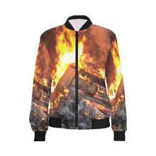 Load image into Gallery viewer, Burst into Flames All Over Print Bomber Jacket for Women (Model H36)