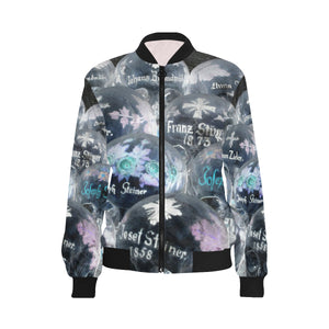 Painted Skulls Negative All Over Print Bomber Jacket for Women (Model H36)
