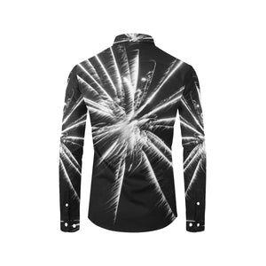 Fireworks Star Black and White Men's All Over Print Casual Dress Shirt (Model T61)