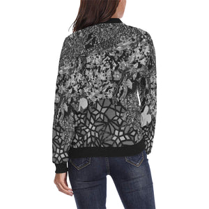 Holiday Paisley Black and White All Over Print Bomber Jacket for Women (Model H36)