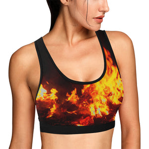 Feathery Flames Red Women's All Over Print Sports Bra (Model T52)