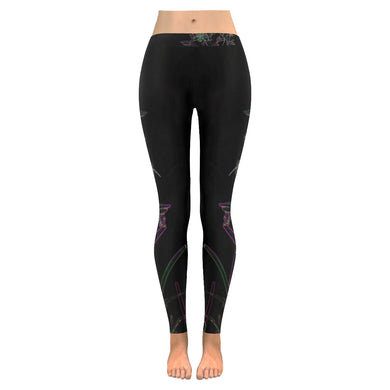 Fireweed Flower Glowing Low Rise Leggings (Invisible Stitch) (Model L05)