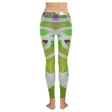 Load image into Gallery viewer, Abstract Circles Green Low Rise Leggings (Invisible Stitch) (Model L05)