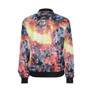 Molten Flames Mosaic All Over Print Bomber Jacket for Women (Model H36)