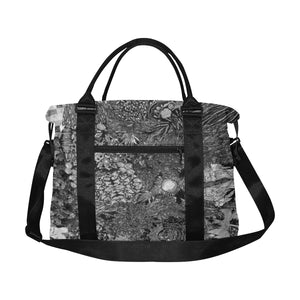Fun and Fancy Paisley Black and White Large Capacity Duffle Bag (Model 1715)
