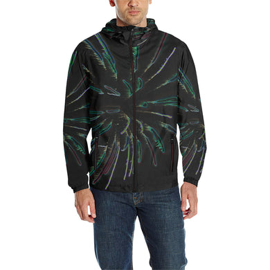 Fireworks Burst Glowing All Over Print Quilted Windbreaker for Men (Model H35)
