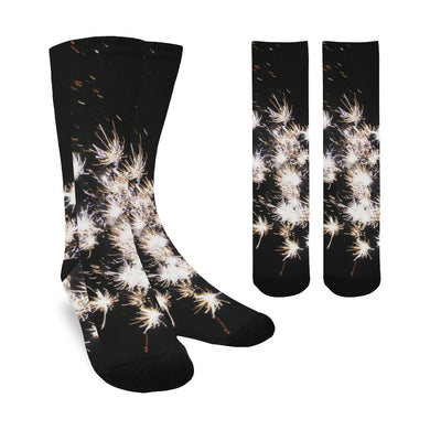 Fireworks Flowers White Trouser Socks (For Men)